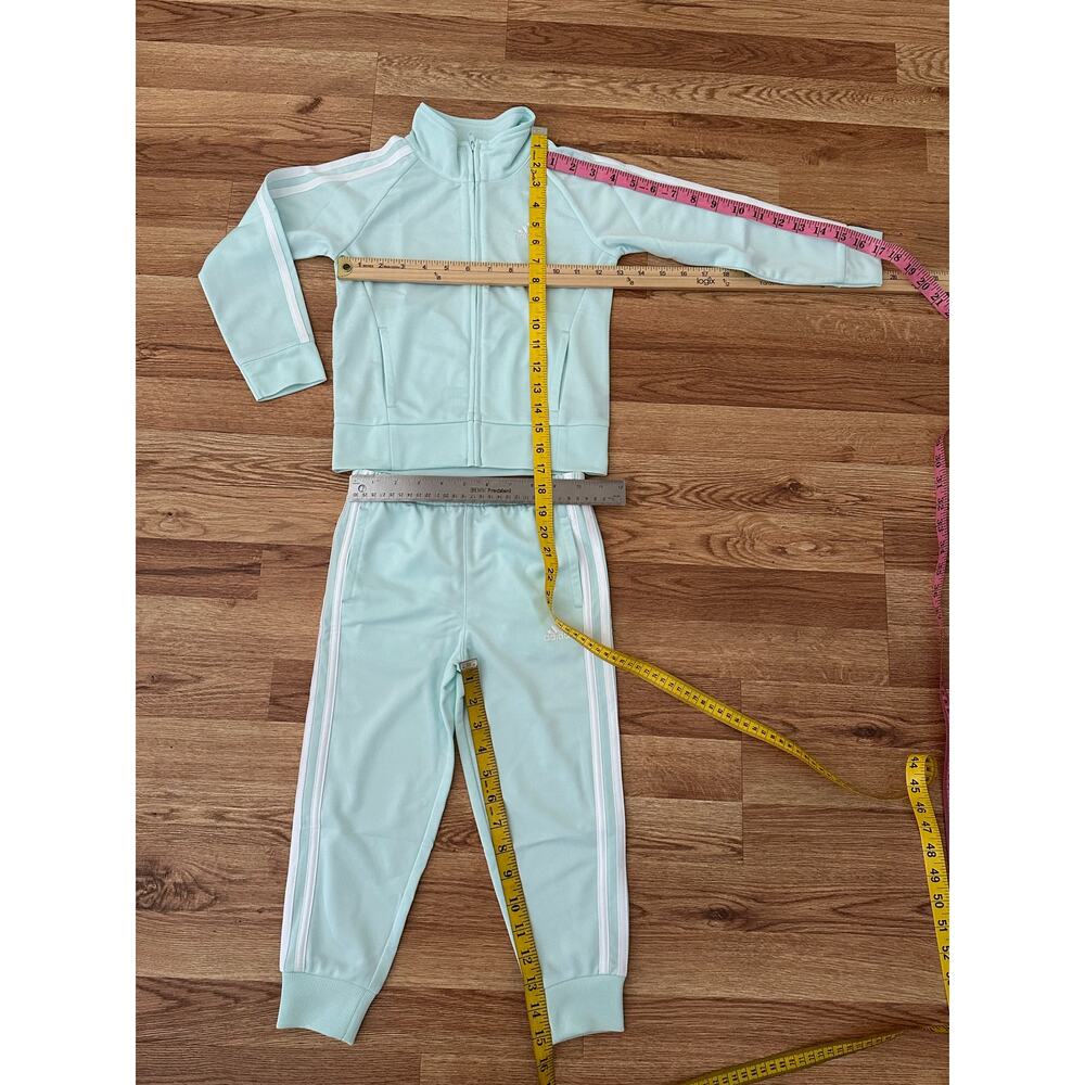 Adidas Toddler Girls Mint Green 2 Piece Zipper Front Track Suit Size 4 - NWT - Picture 3 of 7
